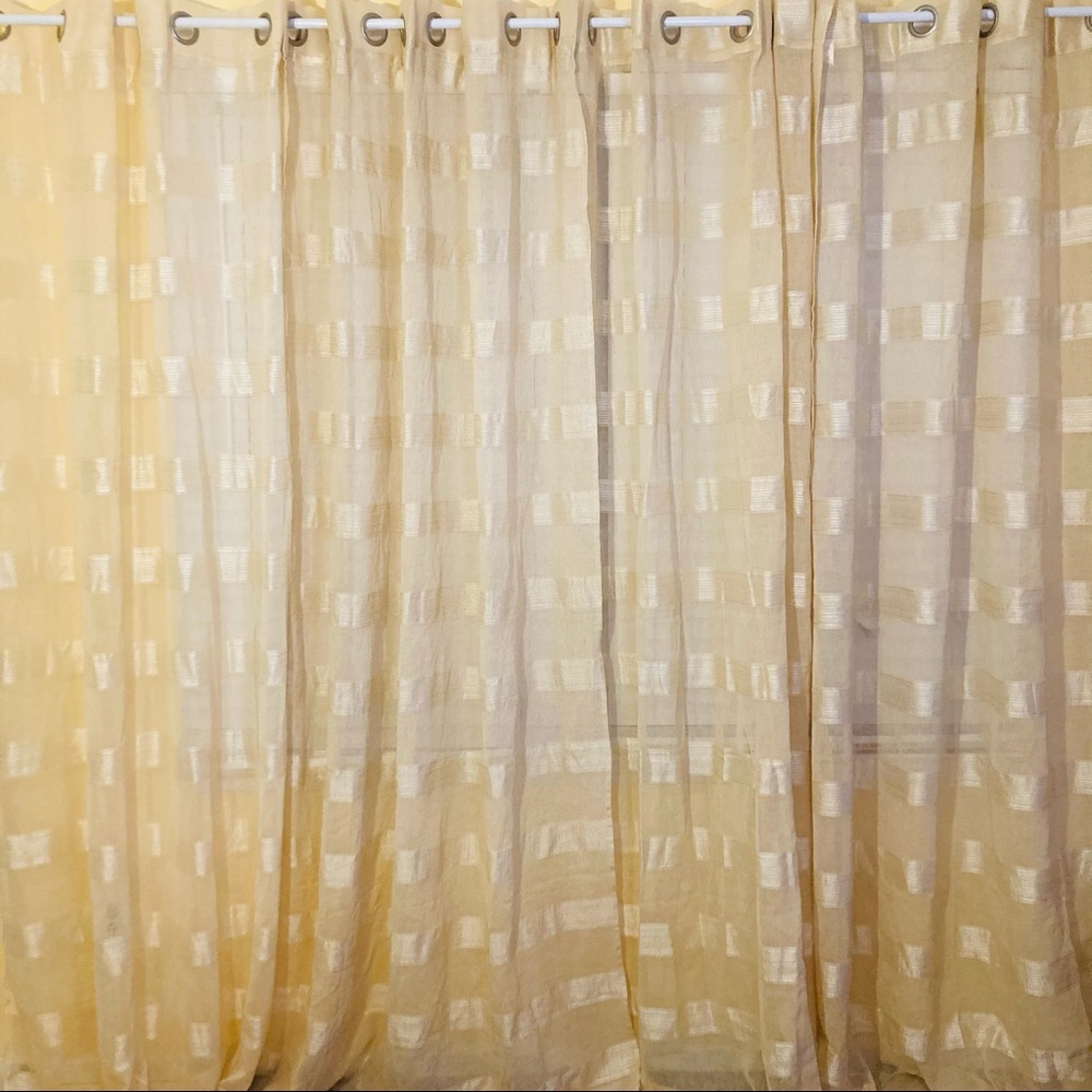 Champagne Semi-Sheer Metallic Curtains XLong